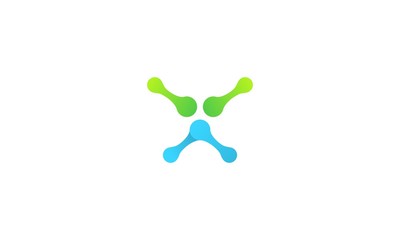 The letter X is curved and has a difference in green and blue