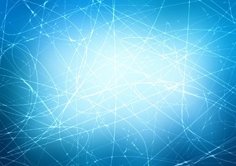 Scratch ice pattern on blue empty background. Shabby texture. Hockey rink abstract illustration. 