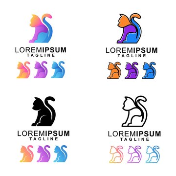 colorful cat logo design bundle