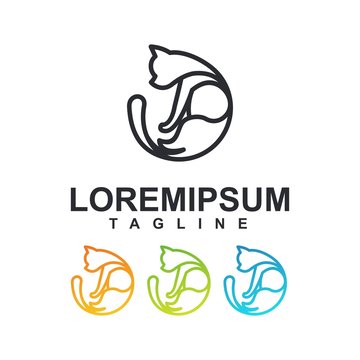 colorful cat logo design premium