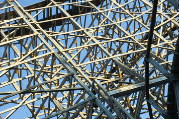 Wooden Roller Coaster Crisscrossed Beams