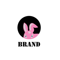 Rabbit silhouette logo, flat design. Vector Illustration