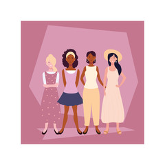 women standing with different poses