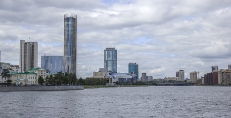 Panorama of a modern city on the river