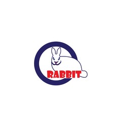 Rabbit silhouette logo, flat design. Vector Illustration