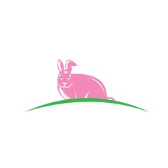 Rabbit silhouette logo, flat design. Vector Illustration