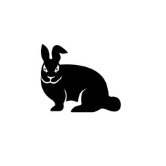 Rabbit silhouette logo, flat design. Vector Illustration