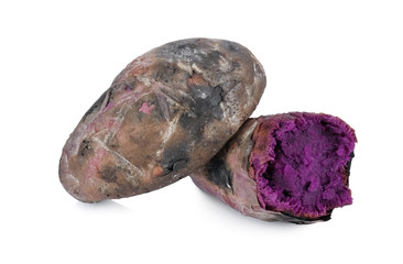 grilled sweet purple potato or purple yam isolated on white background.