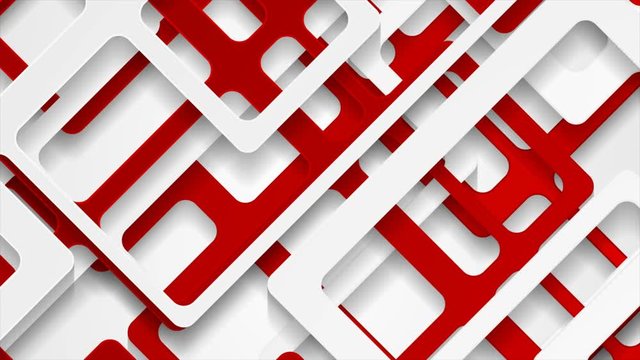 Red and grey papercut geometry motion graphic design. Abstract tech background with 3d paper stripes layers. Seamless looping. Video animation Ultra HD 4K 3840x2160