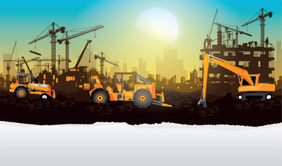 Construction silhouette vector background.	