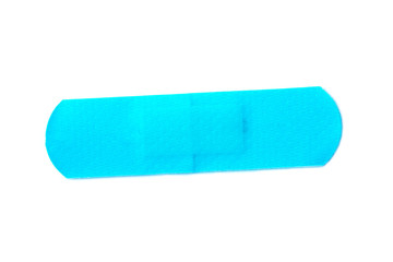 blue Strip of adhesive bandages plaster isolated on white, Medical Equipment