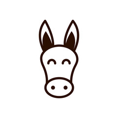 Fototapeta na wymiar cute face donkey animal cartoon icon thick line