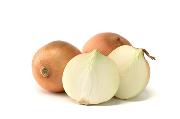 Fresh Onion isolated white background.