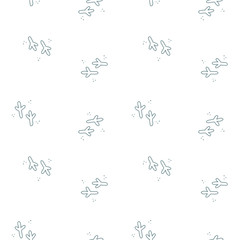 Seamless pattern with bird tracks. Winter monochrome background of doodle bird tracks. Vector 8 EPS.