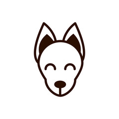 cute face fox animal cartoon icon thick line