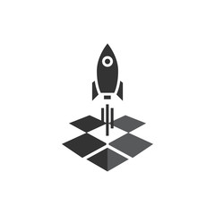 Rocket box icon design template vector isolated illustration