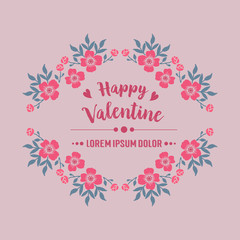 Space for text, happy valentine, with style unique leaf flower frame. Vector