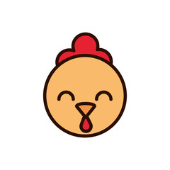cute face chicken animal cartoon icon