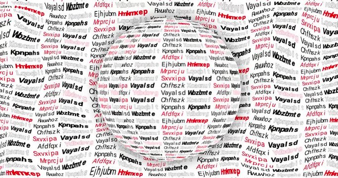 Random words creative typography animation. 4k motion graphics background.