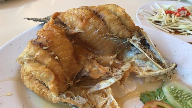 fried snapper fish with fish sauce