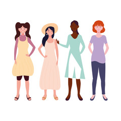 Obraz premium women standing with different poses on white background