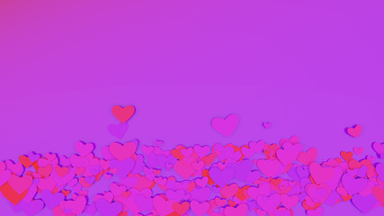 paper cut style, heart sign with pink and purple on gradient white background, 3d rendering.concept for valentine's day.