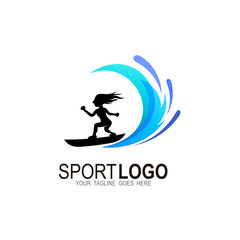 Sport logo with surfing design , summer logo, holiday , beach icon template