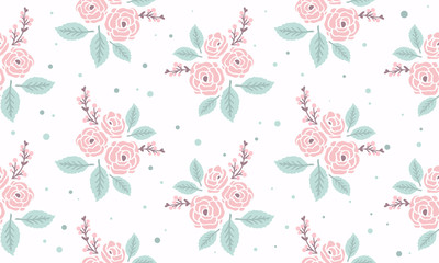 Bright rose flower, seamless floral pattern background.