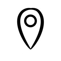 hand drawn Coordinates Location Point Gps, map pointer doodle icon.