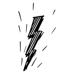 hand drawn vector doodle electric lightning bolt symbol sketch illustrations. thunder symbol doodle icon .design element isolated on white background