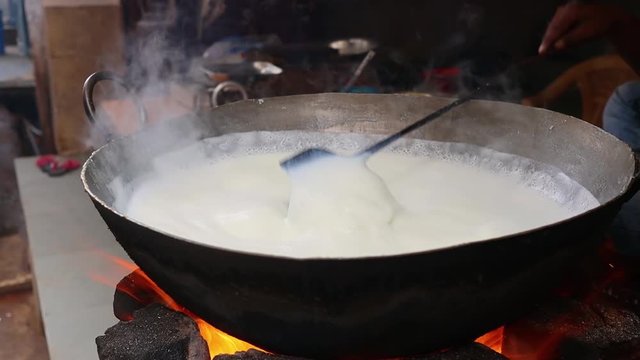 Almond milk Indian street food Rajasthan state in western India.