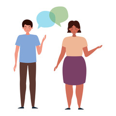 Obraz premium Couple with communication bubble vector design