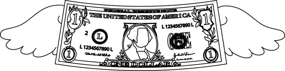 Feathered Deformed 1 dollar note outline
