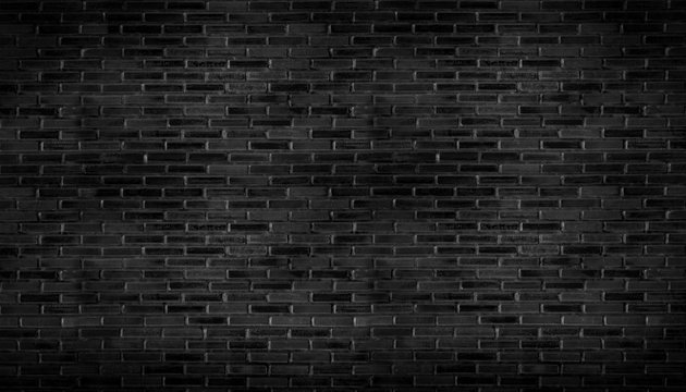 Abstract black brick wall pattern background and black backdrop, Blank copy space.