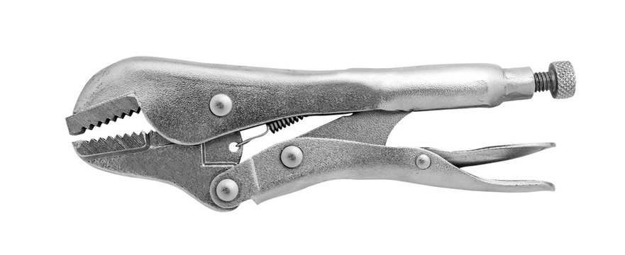 Close-up craftsman tool. Locking Pliers isolated on white background. File contains with clipping path so easy to work.