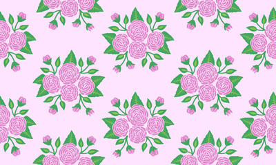 Seamless wallpaper pattern for rose flower art.