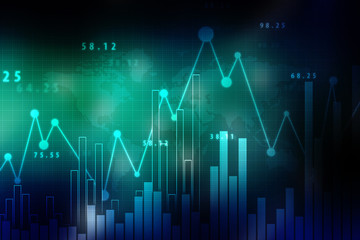 2d rendering Stock market online business concept. business Graph