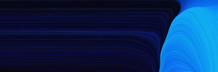 banner abstract waves illustration with dodger blue, black and midnight blue color