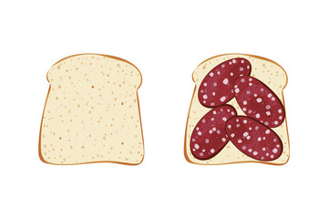 Sandwich with sliced sausage.