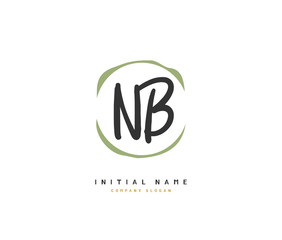 N B NB Beauty vector initial logo, handwriting logo of initial signature, wedding, fashion, jewerly, boutique, floral and botanical with creative template for any company or business.