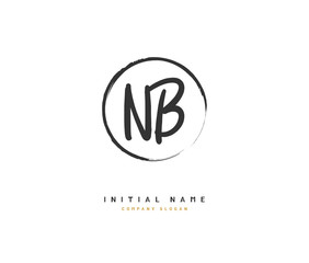 N B NB Beauty vector initial logo, handwriting logo of initial signature, wedding, fashion, jewerly, boutique, floral and botanical with creative template for any company or business.