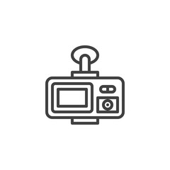 DVR camera display line icon. linear style sign for mobile concept and web design. Digital video recorder screen outline vector icon. Symbol, logo illustration. Vector graphics