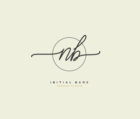 N B NB Beauty vector initial logo, handwriting logo of initial signature, wedding, fashion, jewerly, boutique, floral and botanical with creative template for any company or business.