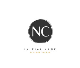 N C NC Beauty vector initial logo, handwriting logo of initial signature, wedding, fashion, jewerly, boutique, floral and botanical with creative template for any company or business.