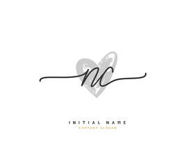 N C NC Beauty vector initial logo, handwriting logo of initial signature, wedding, fashion, jewerly, boutique, floral and botanical with creative template for any company or business.