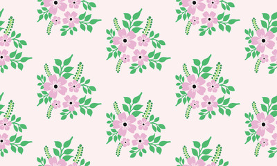 Elegant green leafy flower, abstract seamless floral pattern.