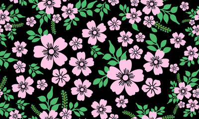 Elegant green leafy flower, abstract seamless floral pattern.