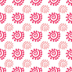 Vector pink koru element lines seamless pattern