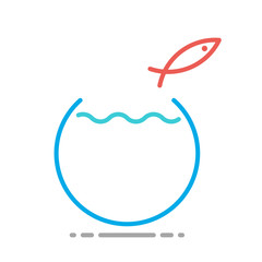 Fish jumping outside fishbowl