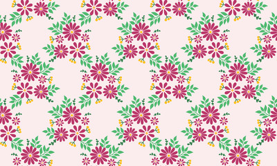 Seamless vintage bright magenta floral pattern background.